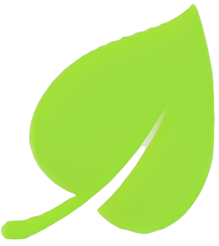 Green leaf icon on black background